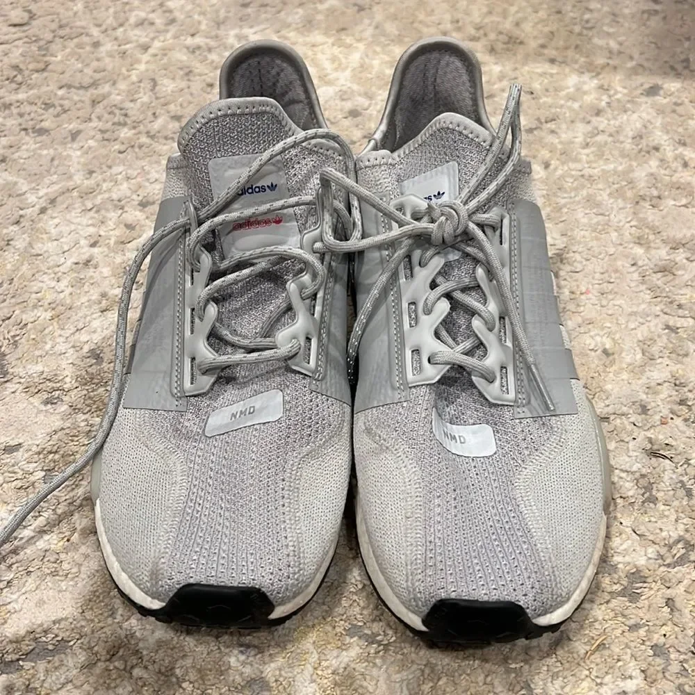 adidas Grey Knit Athletic Sneakers with Slip-On Design